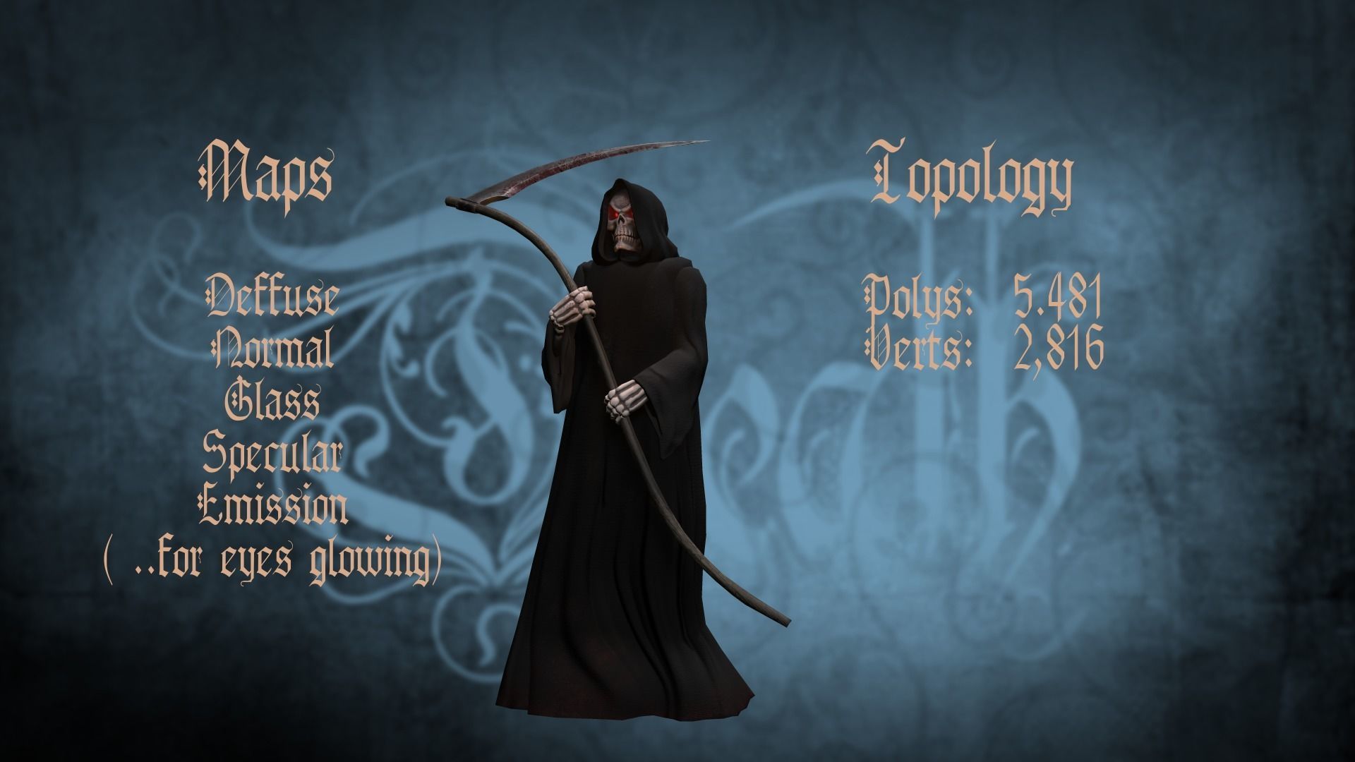 Death man holding sword Low-poly 3D model_17