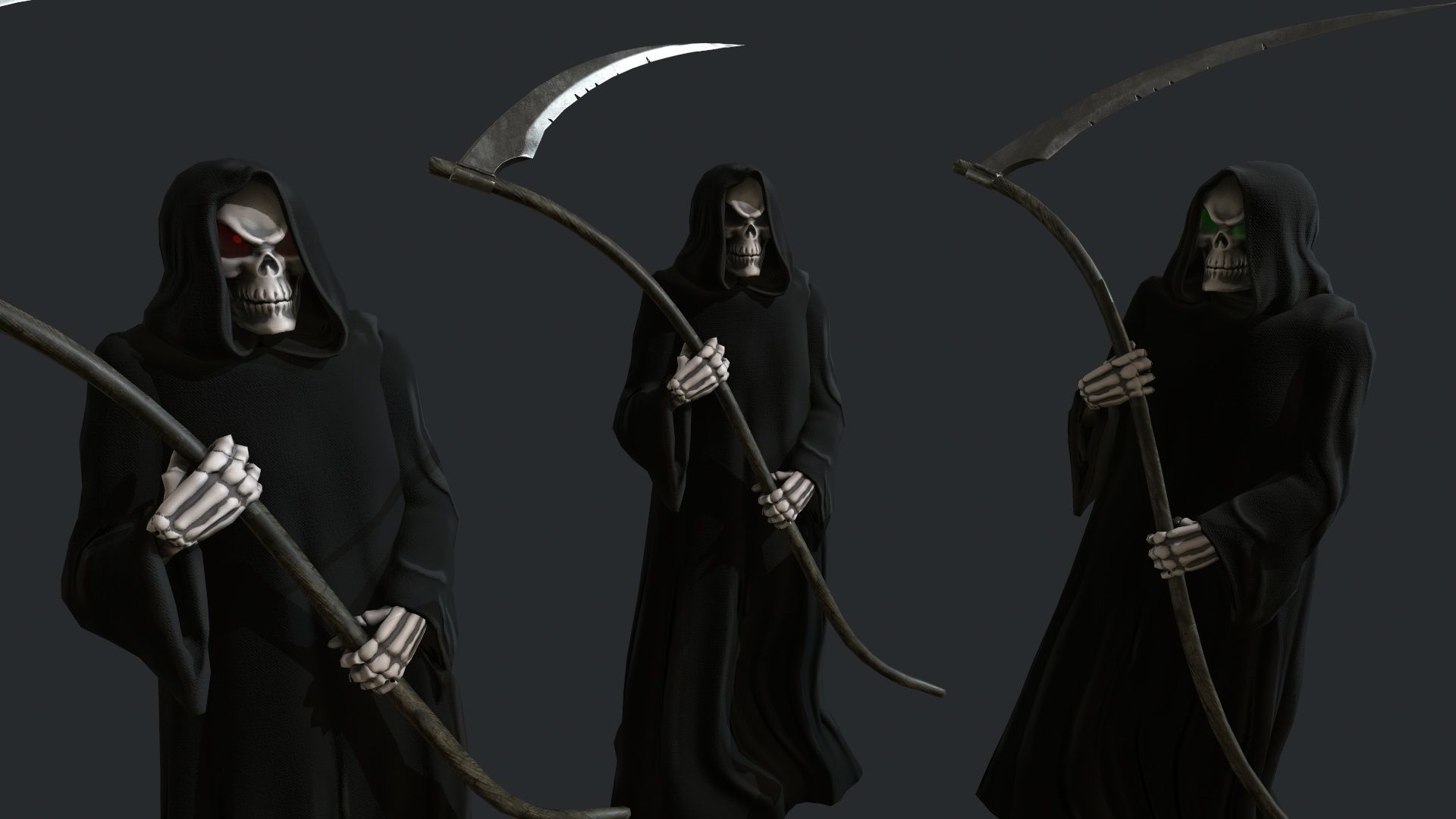 Death man holding sword Low-poly 3D model_41