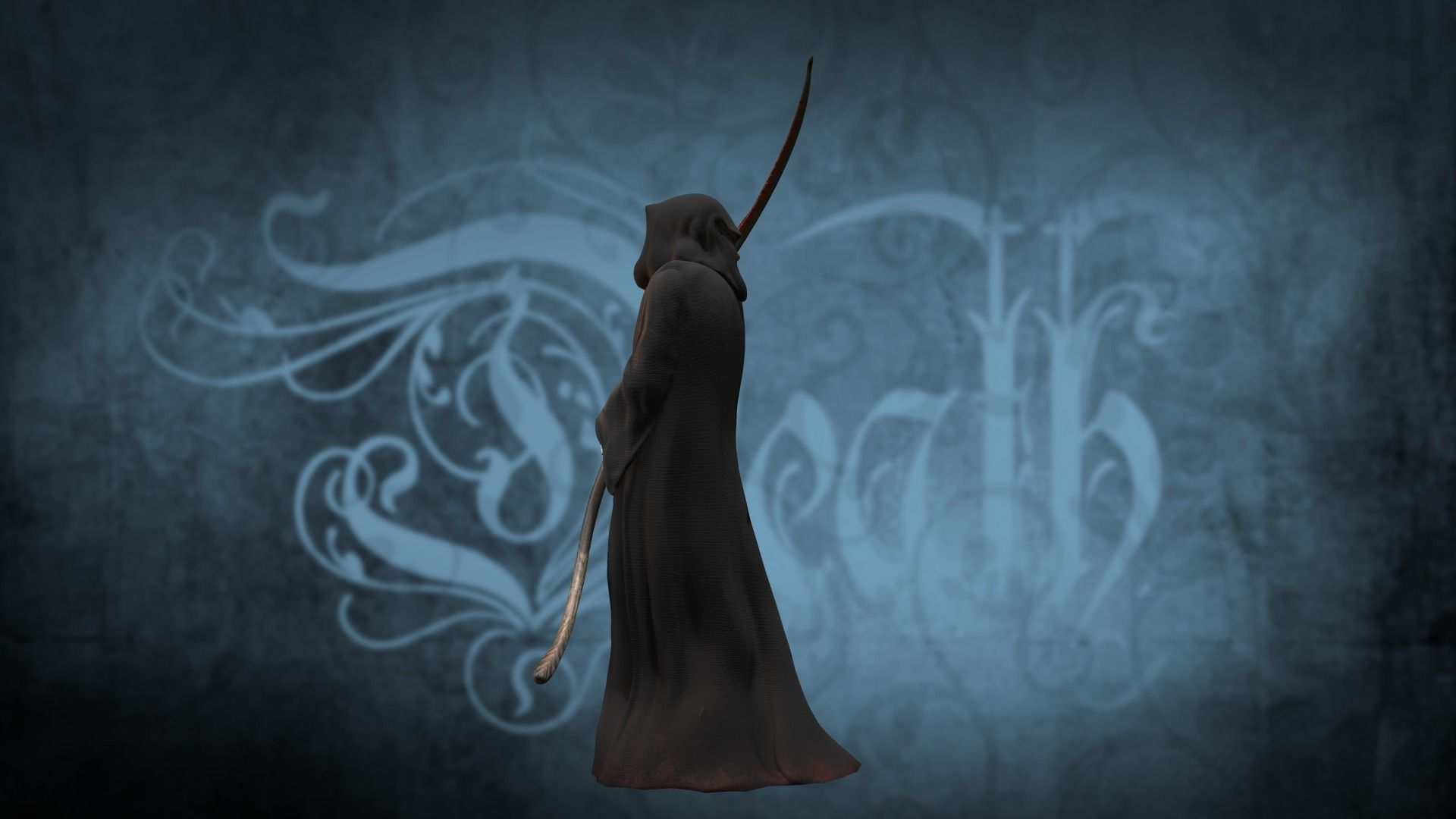 Death man holding sword Low-poly 3D model_9