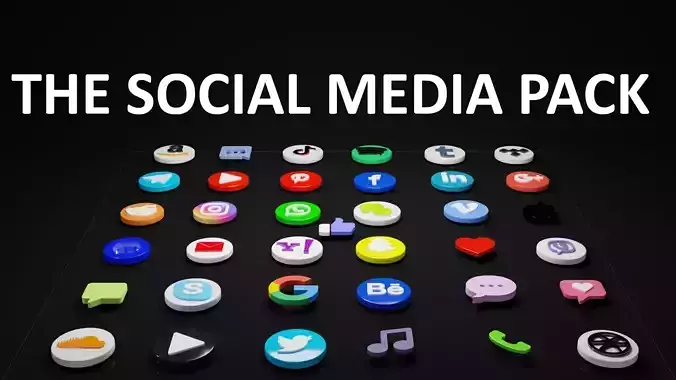 THE SOCIAL MEDIA PACK Low-poly 3D model