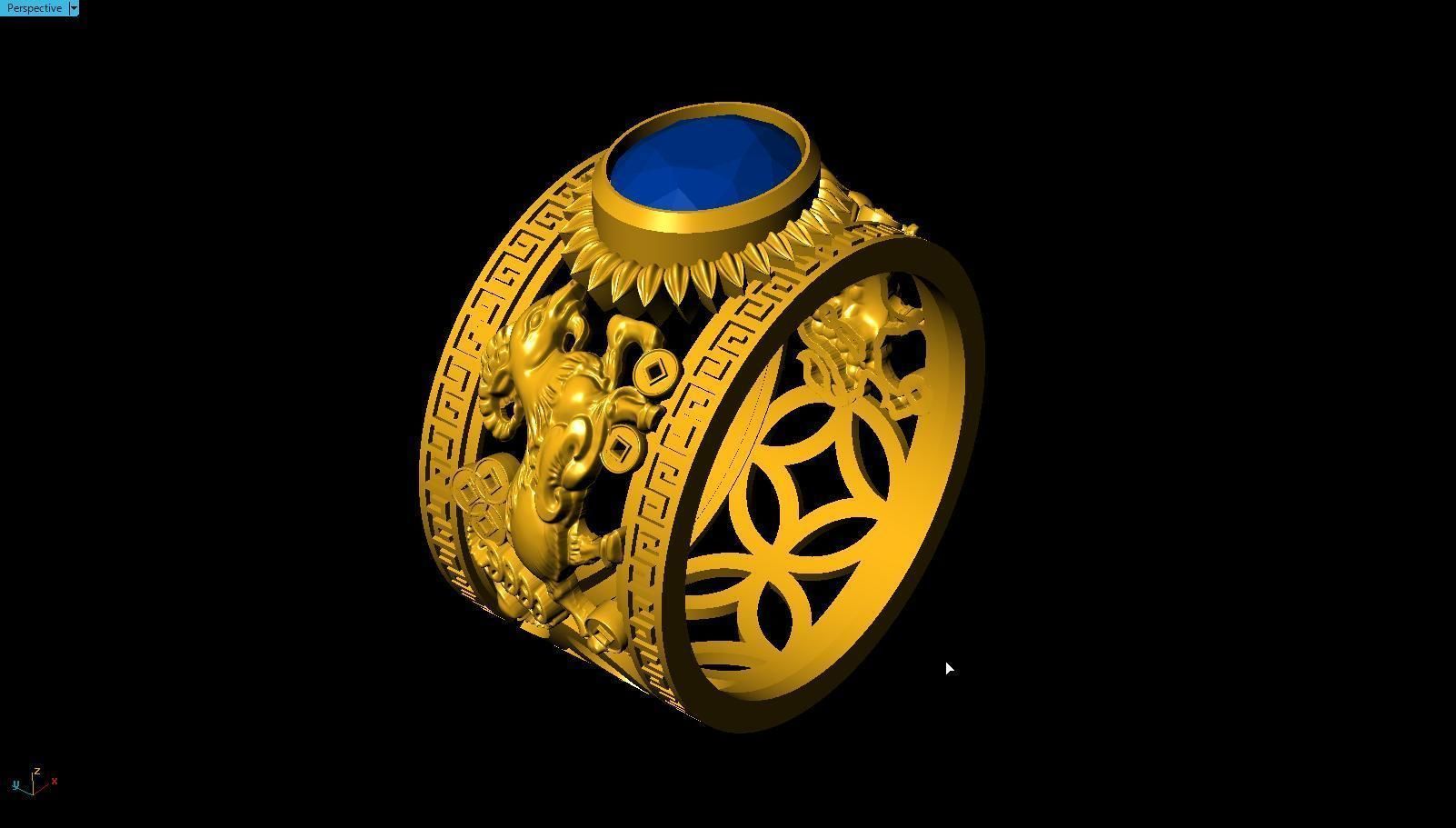 Goat ring 3D print model_3