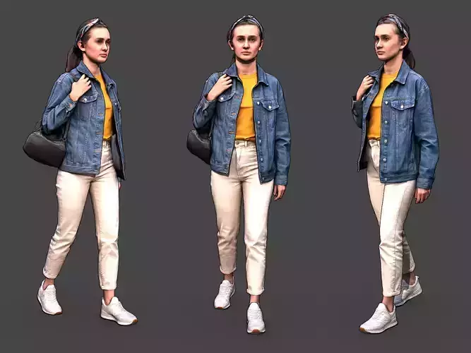 Stylized Woman Character Low-poly 3D model