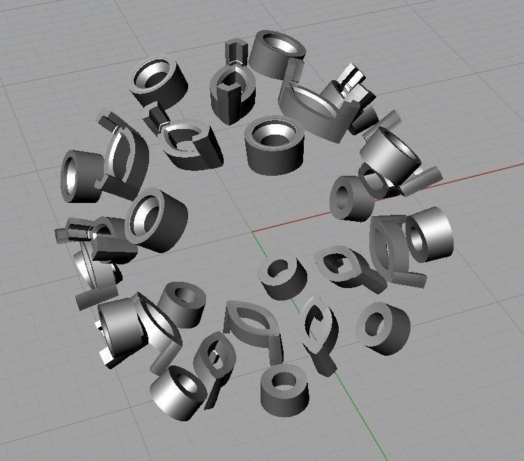 Marquise and round diamonds band 3D print model_8