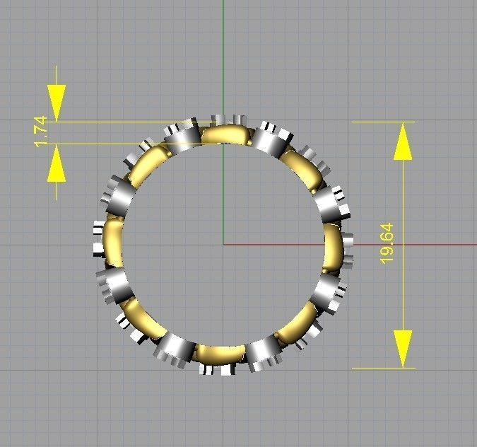 Marquise and round diamonds band 3D print model_3