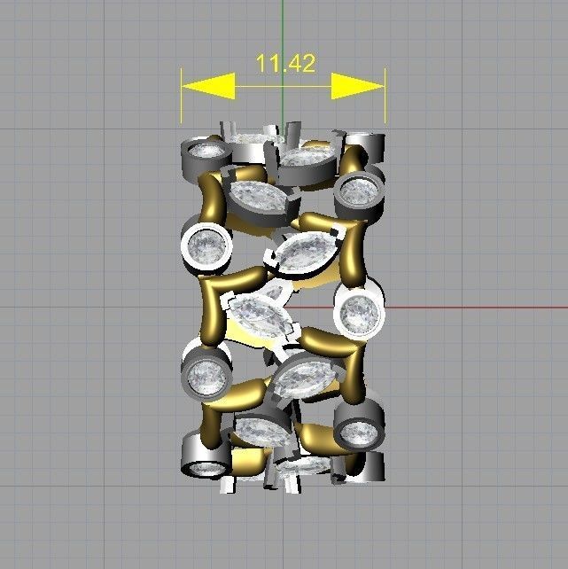 Marquise and round diamonds band 3D print model_5