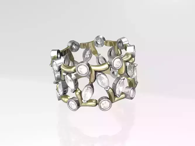 Marquise and round diamonds band