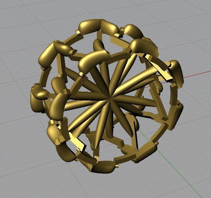 Marquise and round diamonds band 3D print model_6