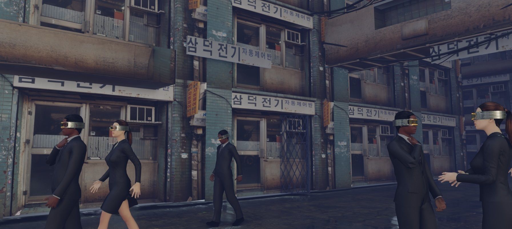 cyber punk street scene made with blender Low-poly 3D model_4