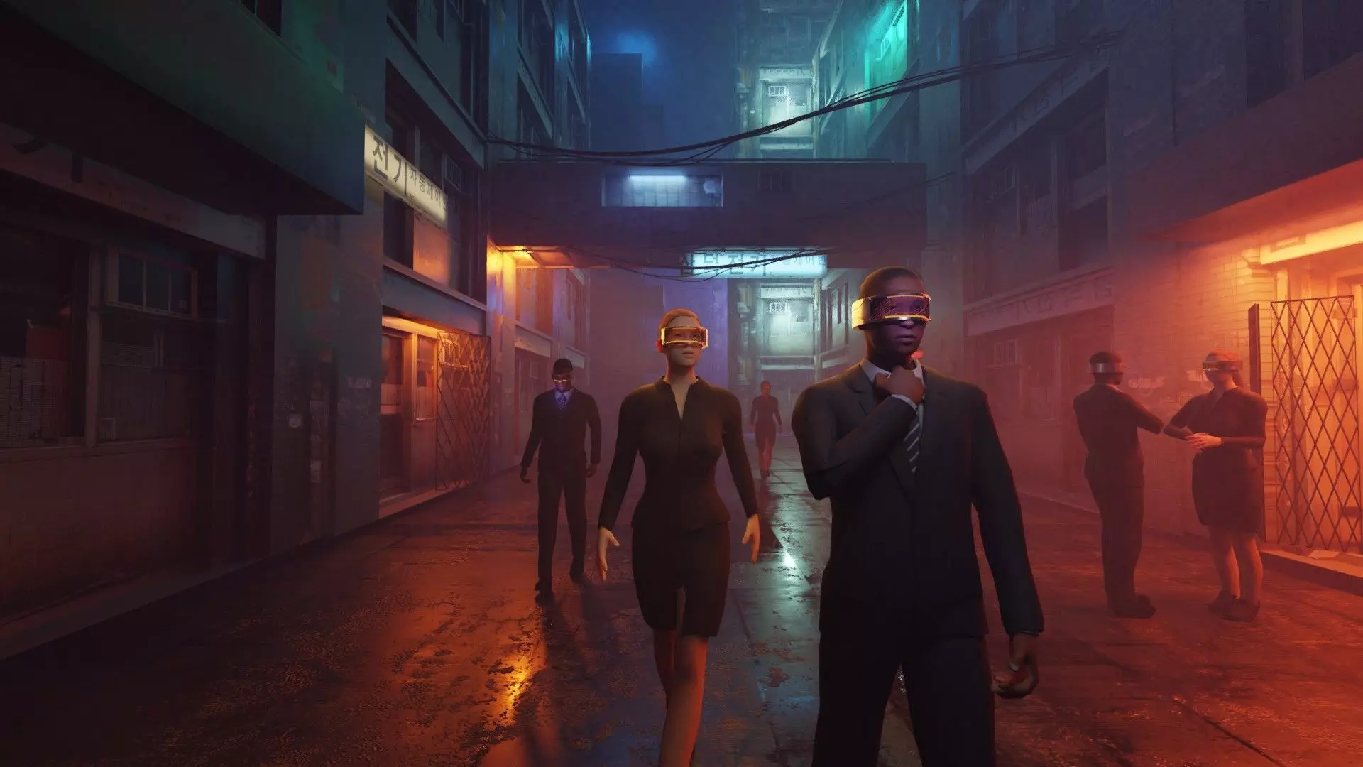 cyber punk street scene made with blender Low-poly 3D model_0