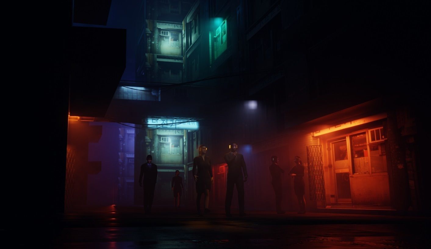 cyber punk street scene made with blender Low-poly 3D model_2