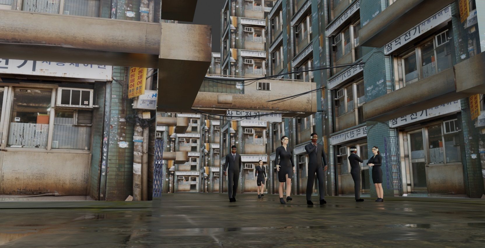 cyber punk street scene made with blender Low-poly 3D model_1