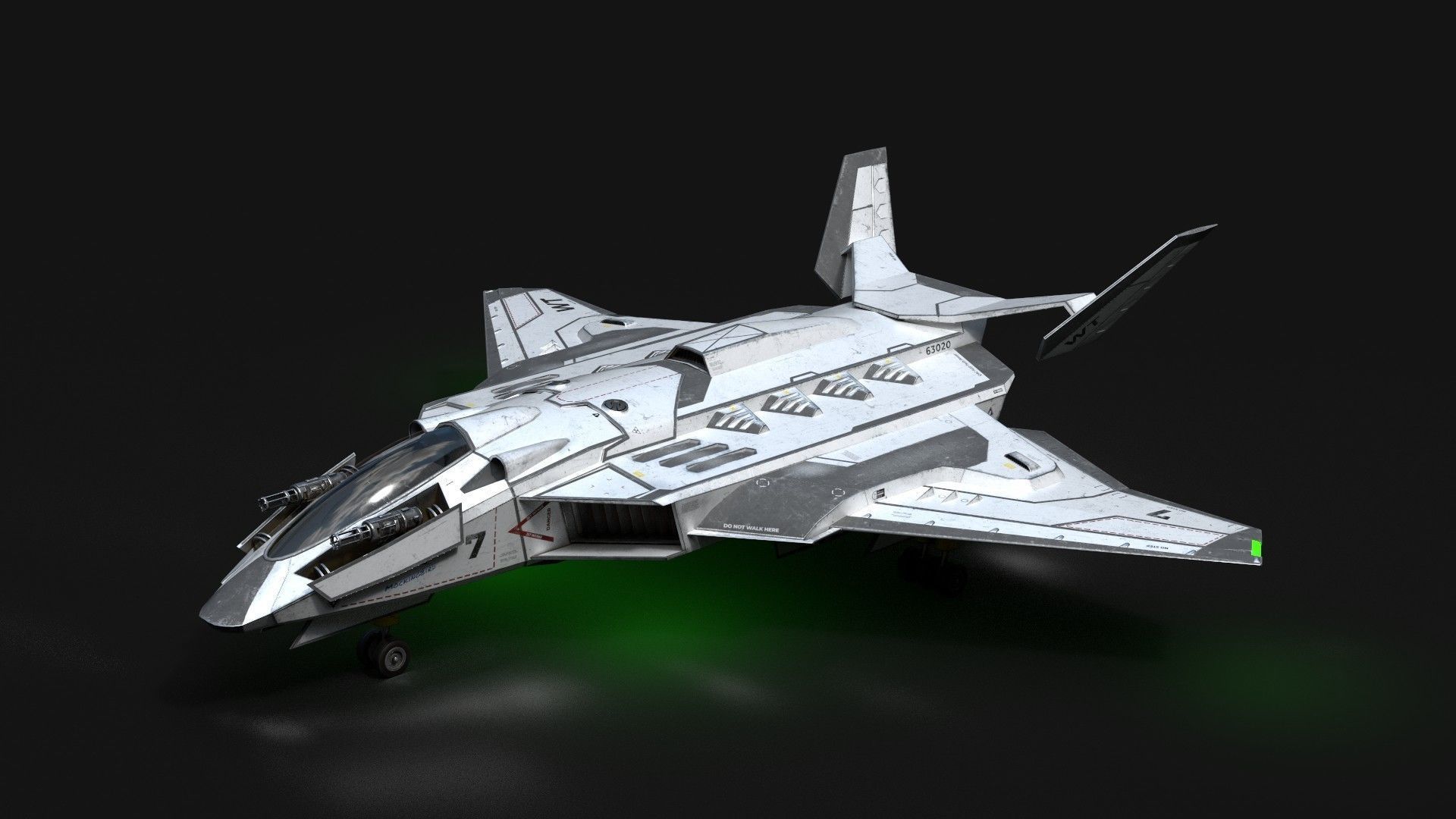 Jet Fighter - Source Files Attached 8K Textures Low-poly 3D model_4