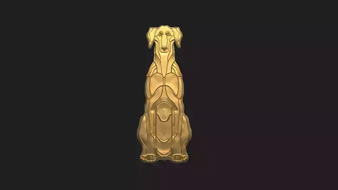 HUNTINGDOG golden statue of dog