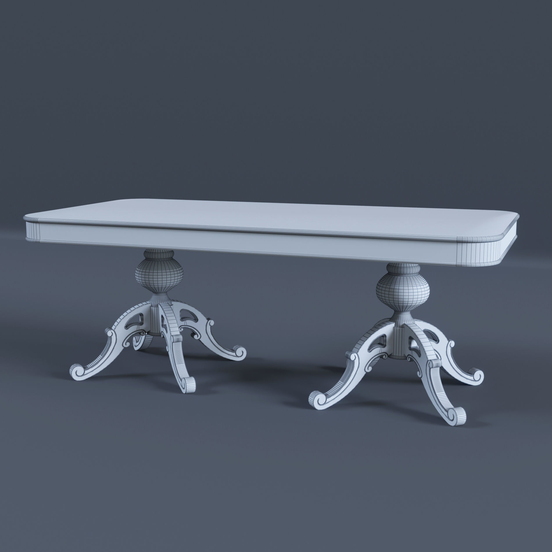 antique table in classic style 3D print model_2