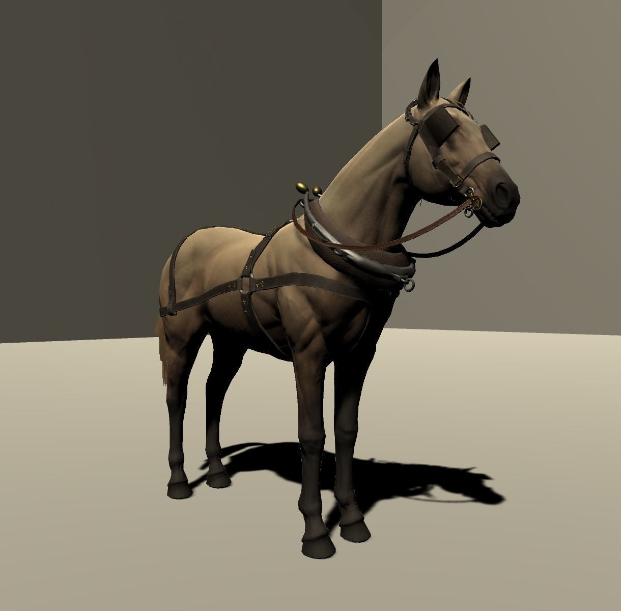 Full Rigged Inc Face  Horse Model with Textures 3D model_1