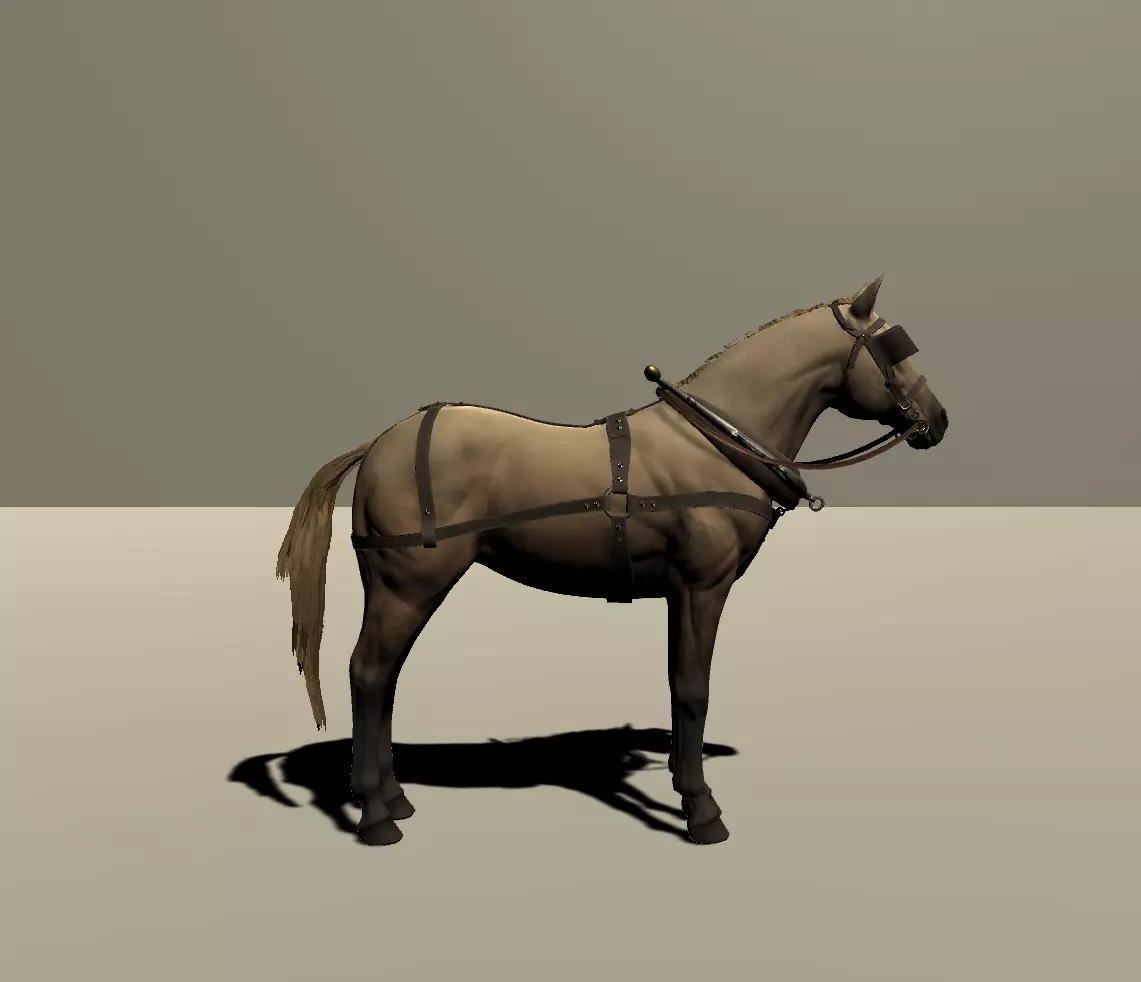 Full Rigged Inc Face  Horse Model with Textures 3D model_0