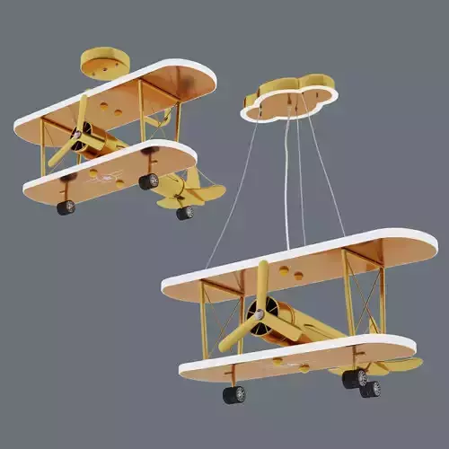Gold painted chandelier airplane 3D model