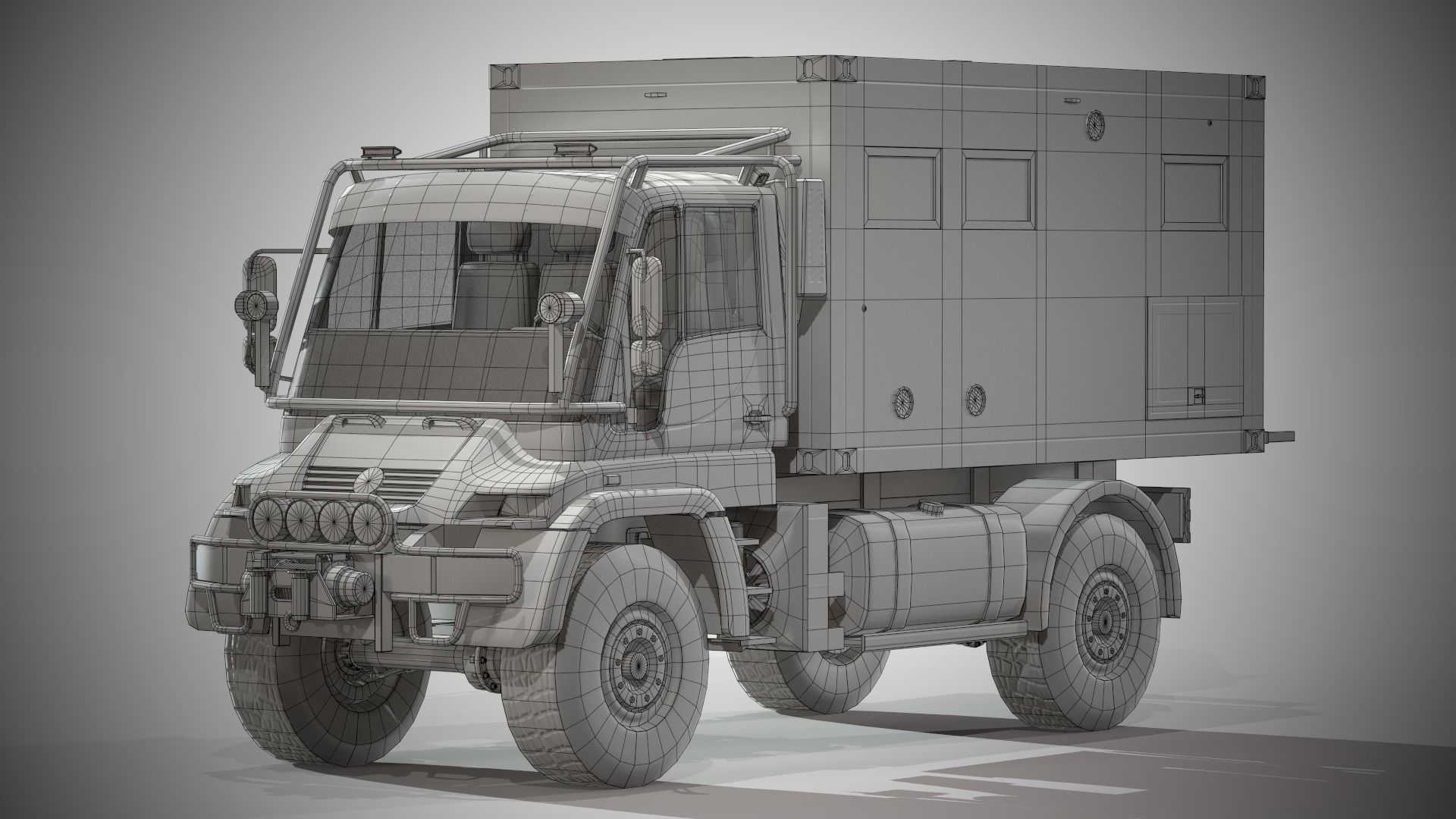 Motorhome MB Unimog U500 Low-poly 3D model_10