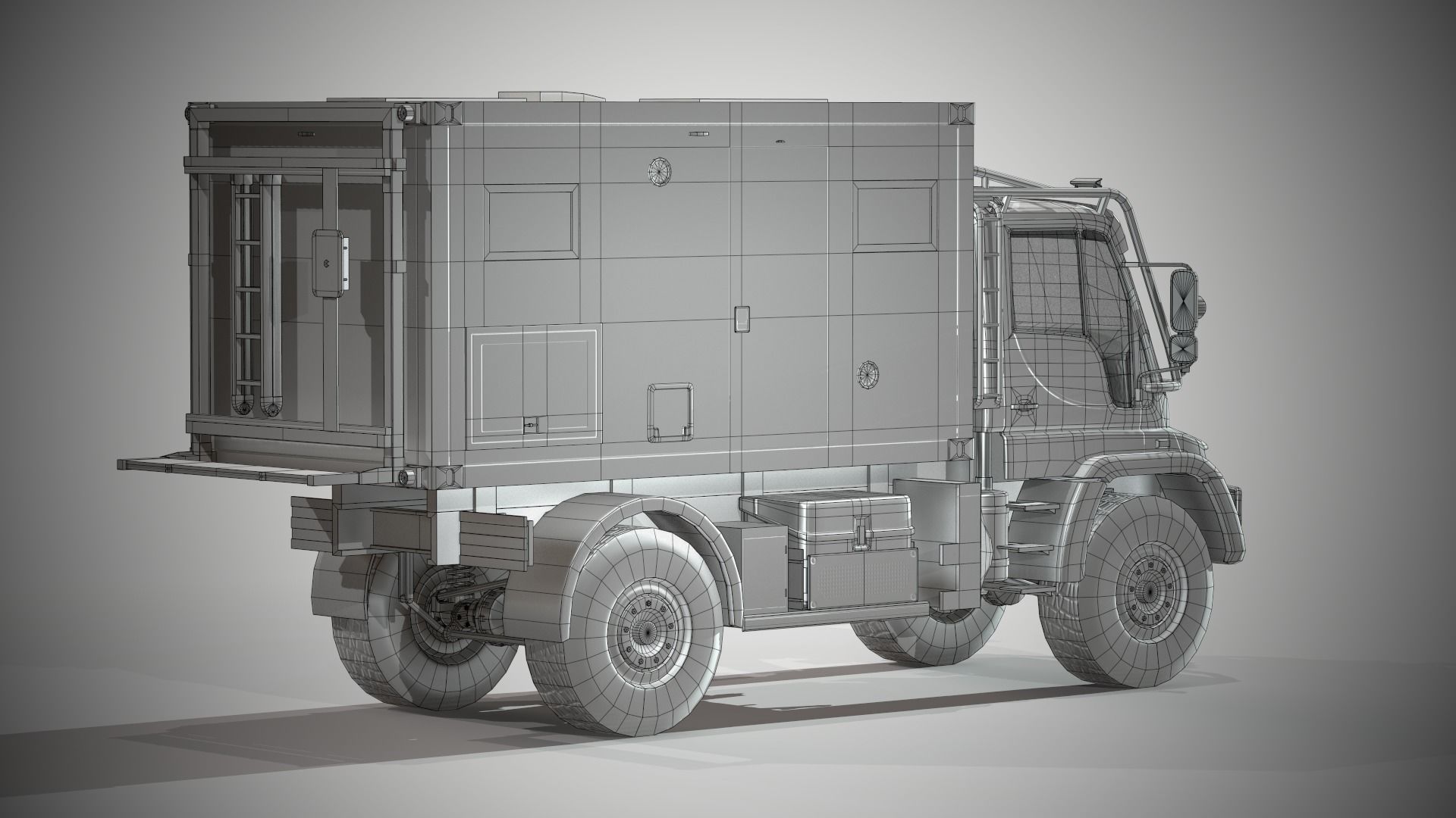 Motorhome MB Unimog U500 Low-poly 3D model_12