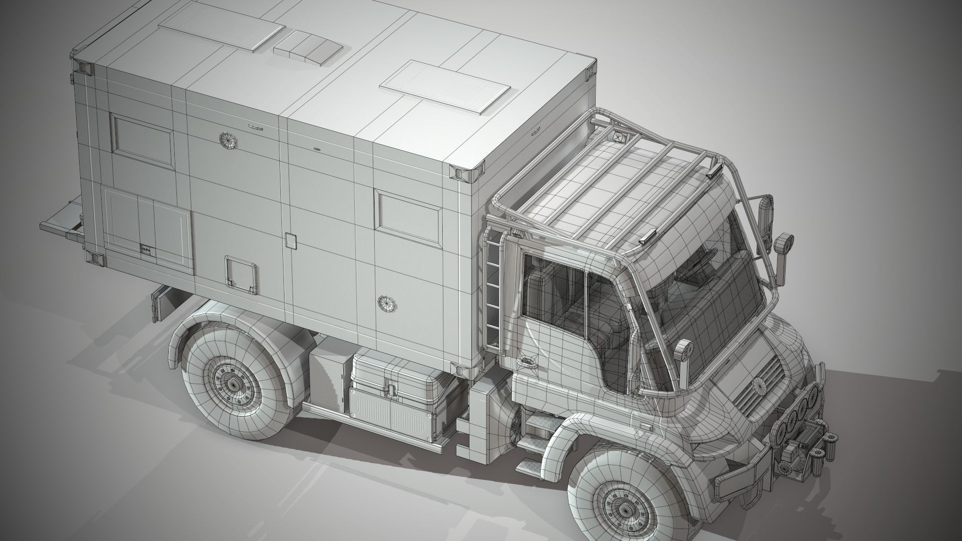 Motorhome MB Unimog U500 Low-poly 3D model_13