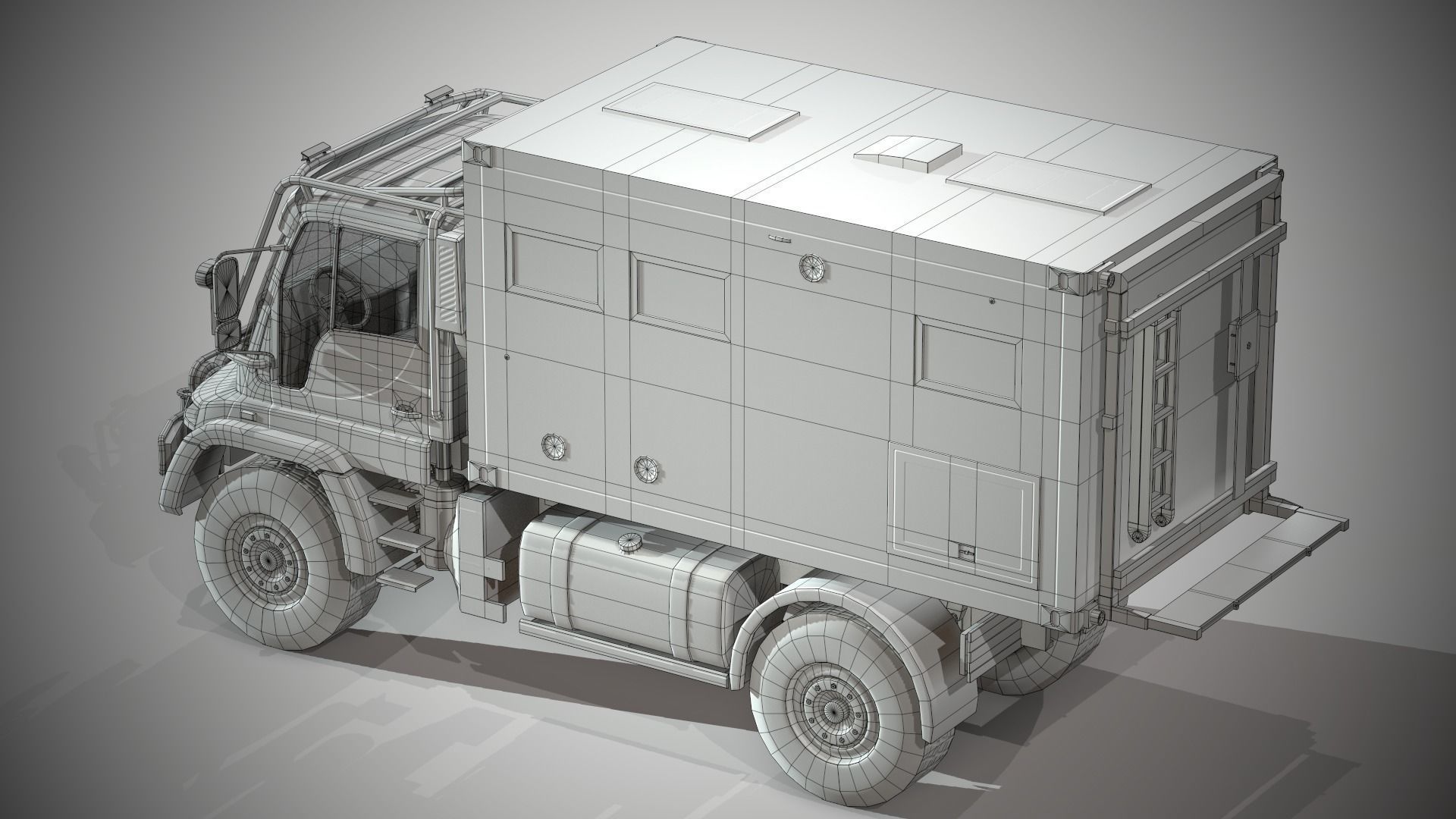 Motorhome MB Unimog U500 Low-poly 3D model_11