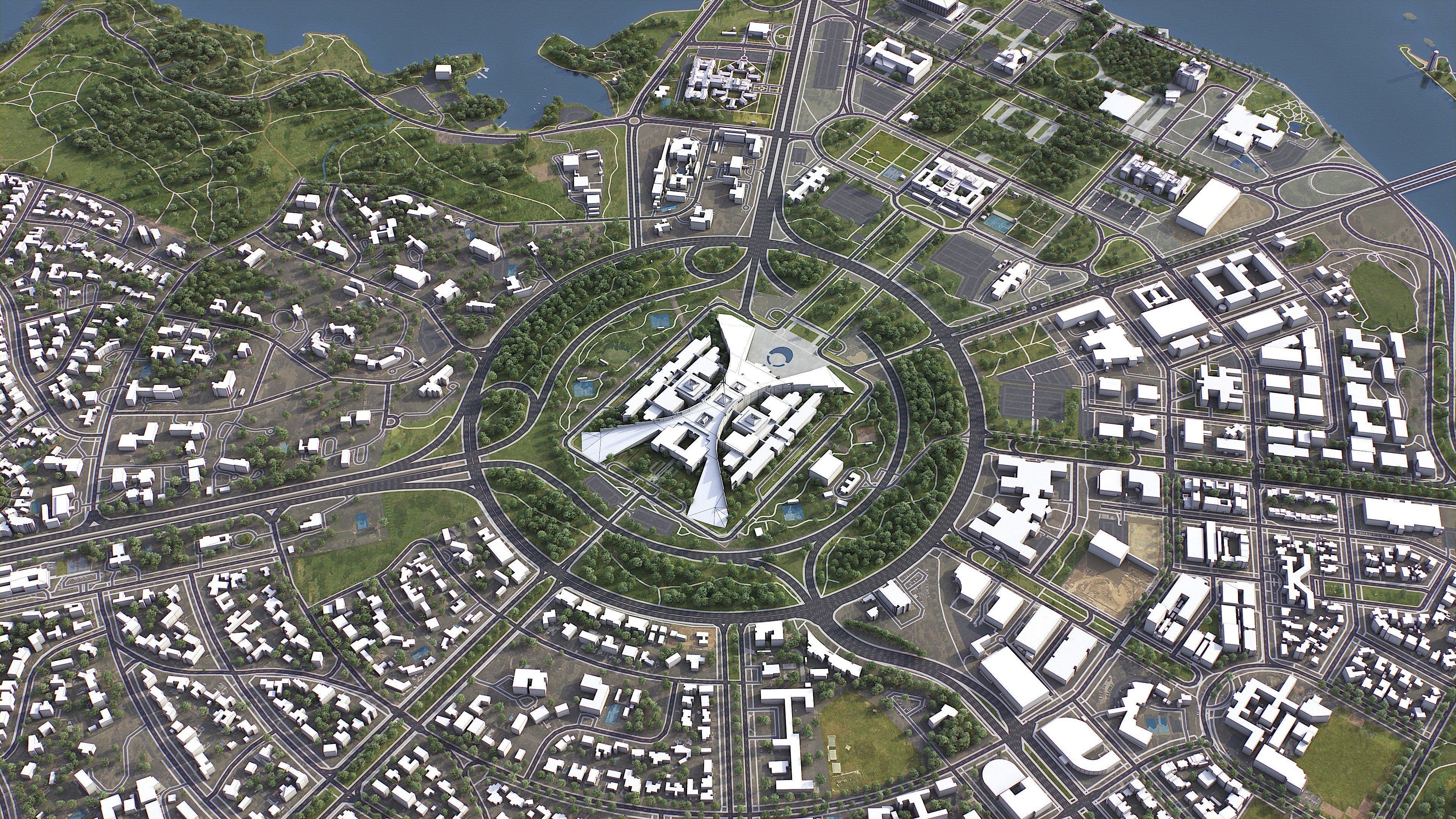 Canberra - 3D City Model Low-poly 3D model_1