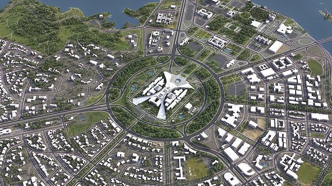 Canberra - 3D City Model Low-poly 3D model 2