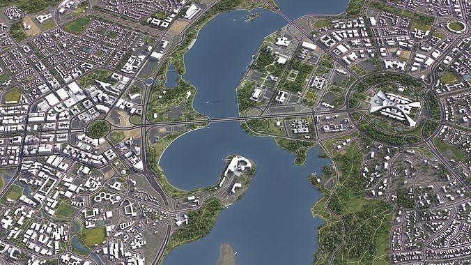 Canberra - 3D City Model Low-poly 3D model 6