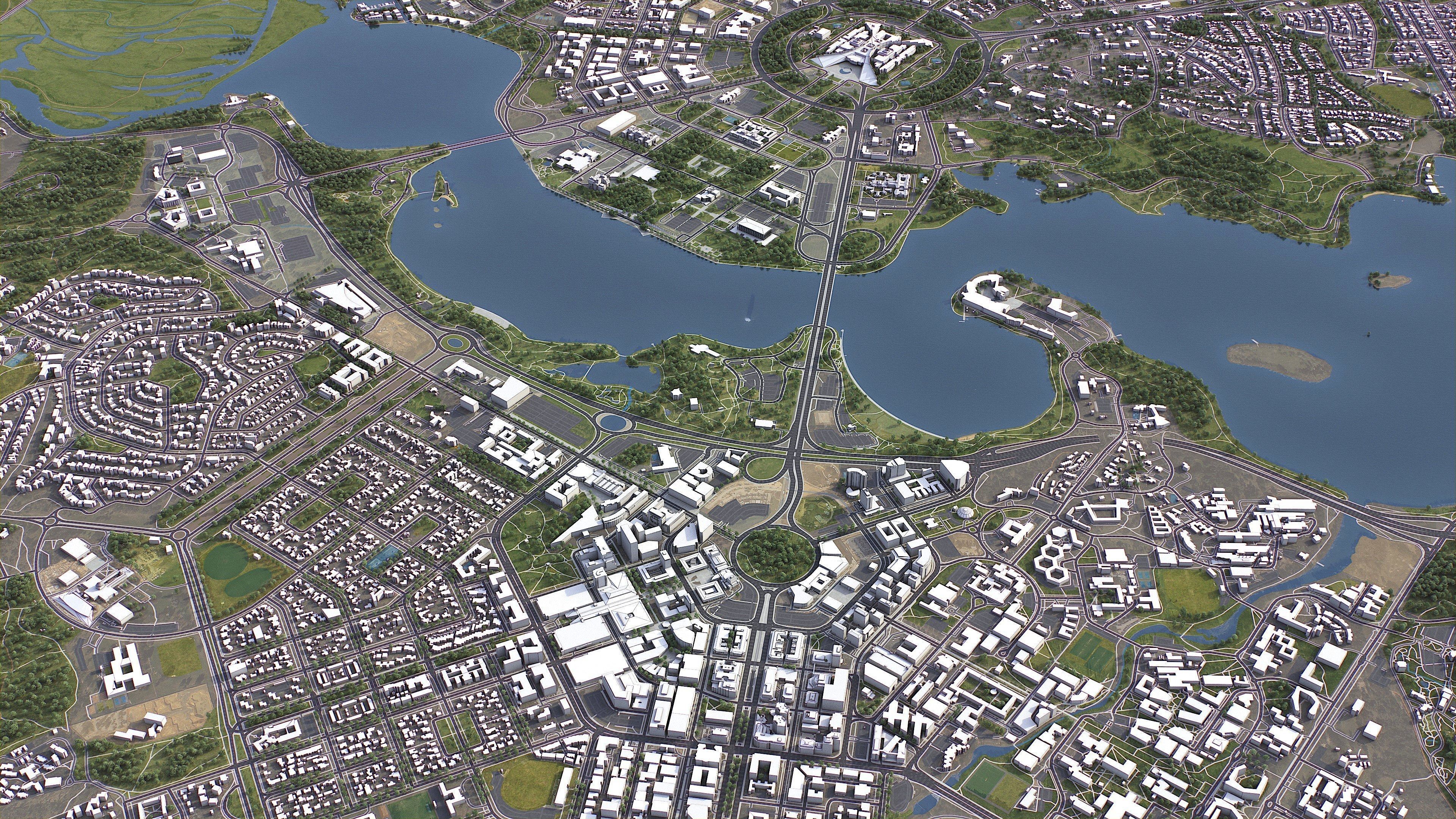 Canberra - 3D City Model Low-poly 3D model_4