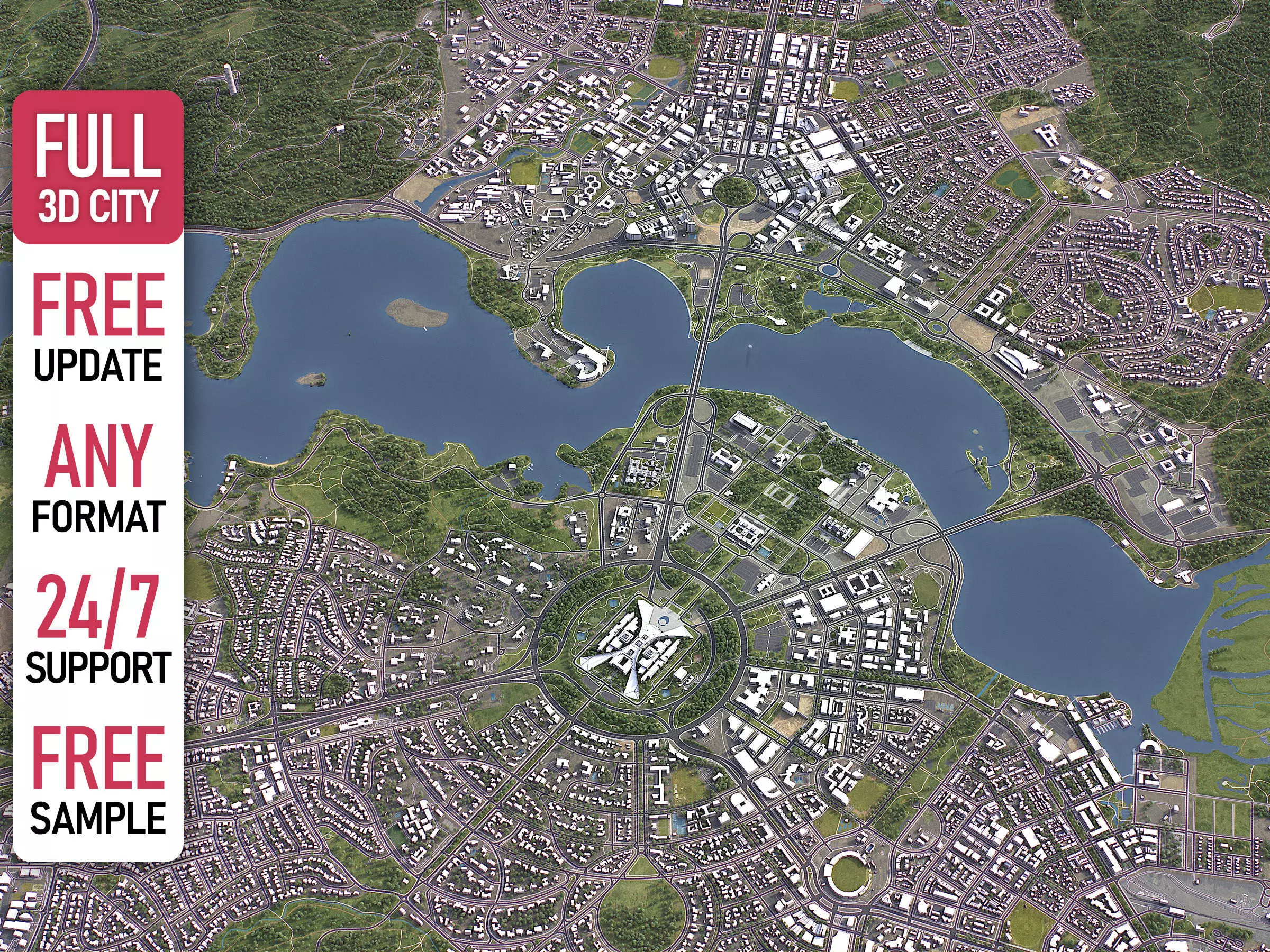 Canberra - 3D City Model Low-poly 3D model_0