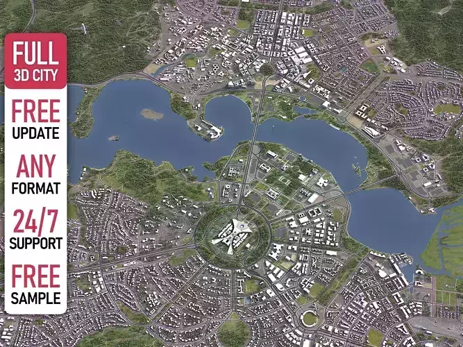 Canberra - 3D City Model Low-poly 3D model