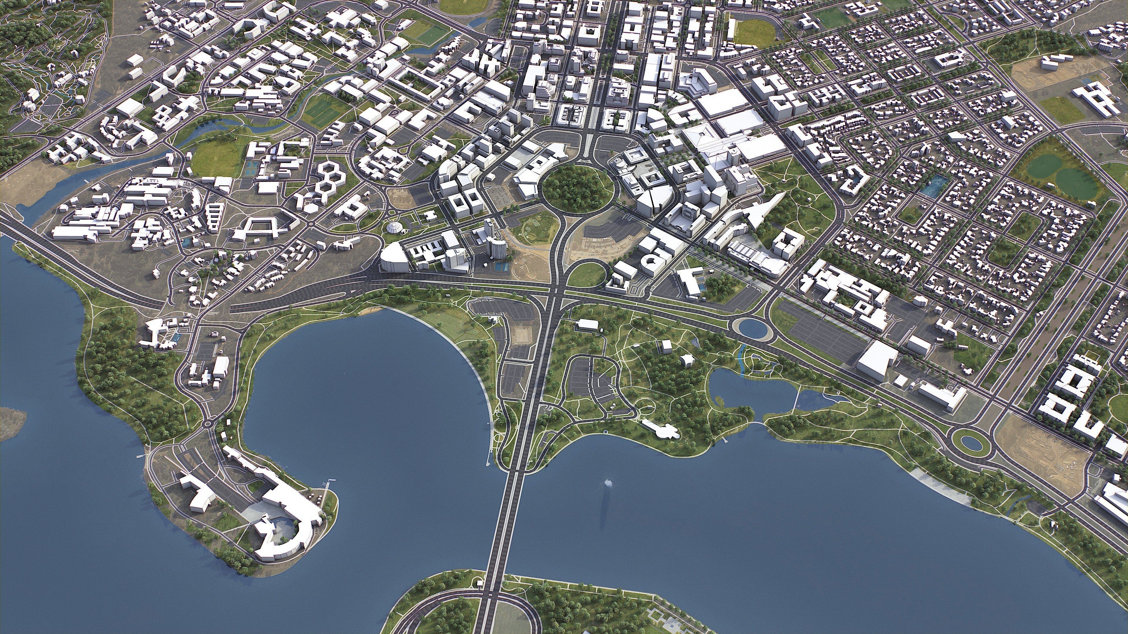 Canberra - 3D City Model Low-poly 3D model_2
