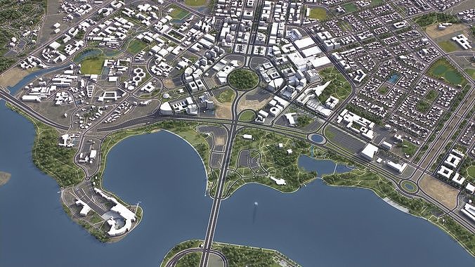 Canberra - 3D City Model Low-poly 3D model 3