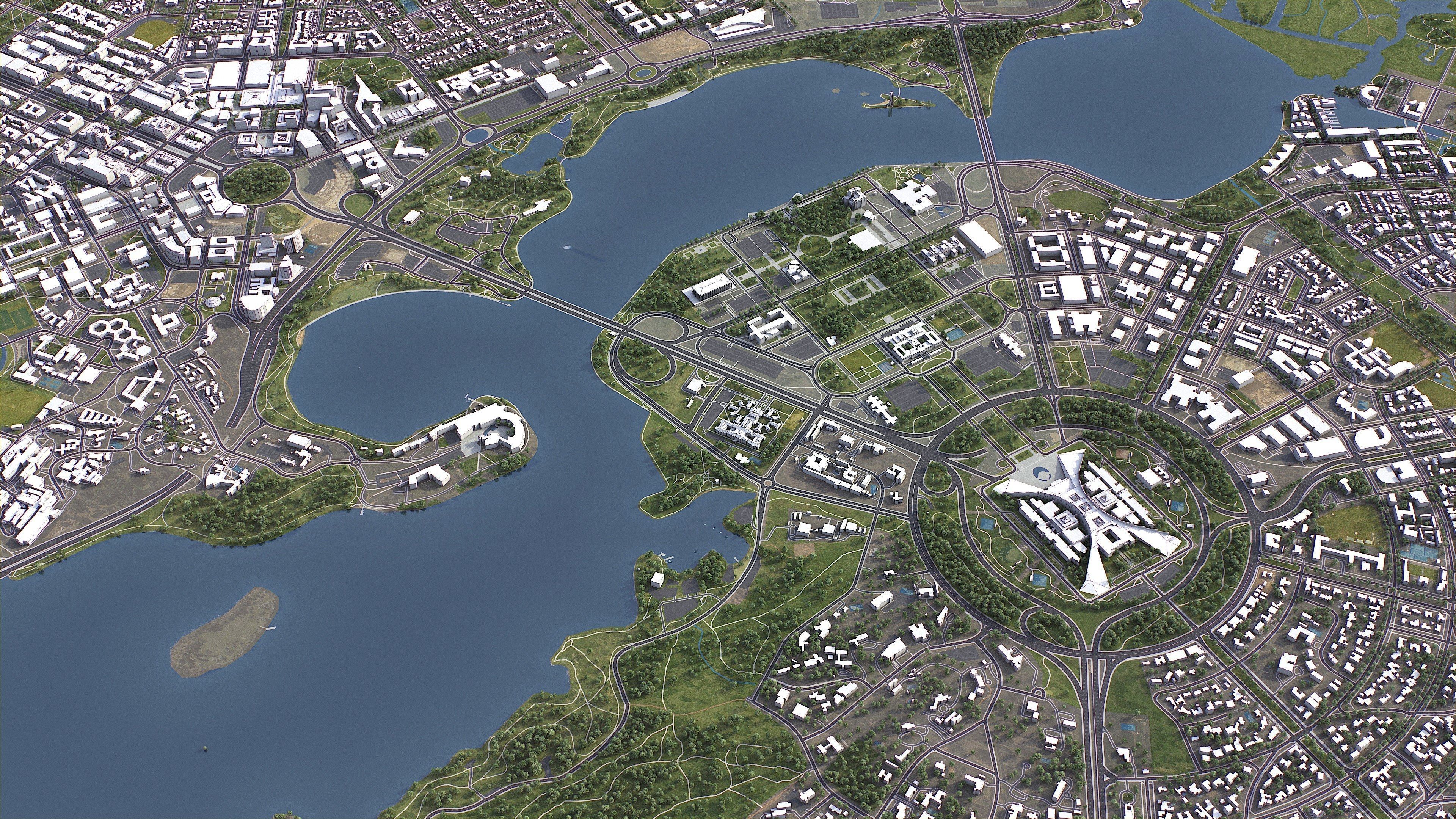Canberra - 3D City Model Low-poly 3D model_6