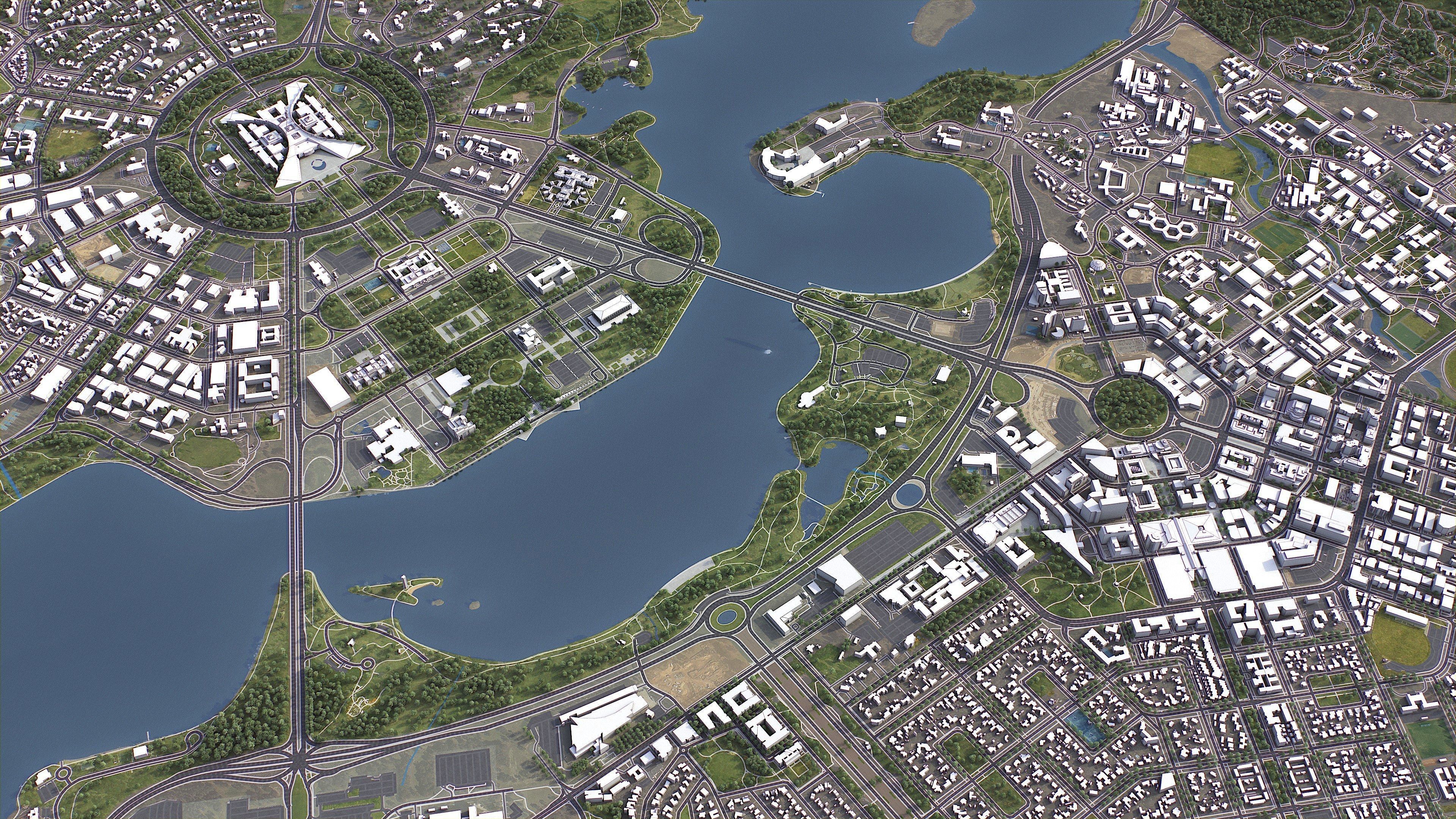 Canberra - 3D City Model Low-poly 3D model_3
