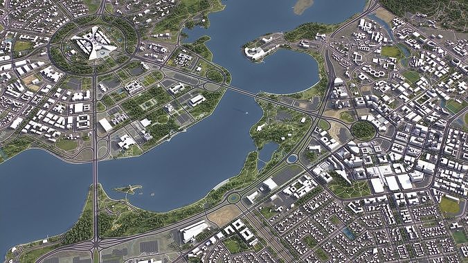 Canberra - 3D City Model Low-poly 3D model 4