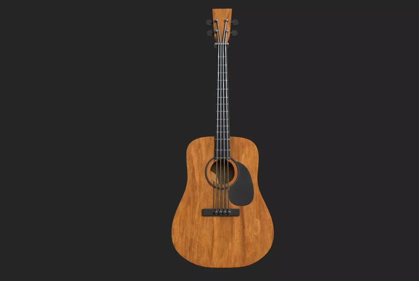 Guitar dark oak wood Low-poly 3D model