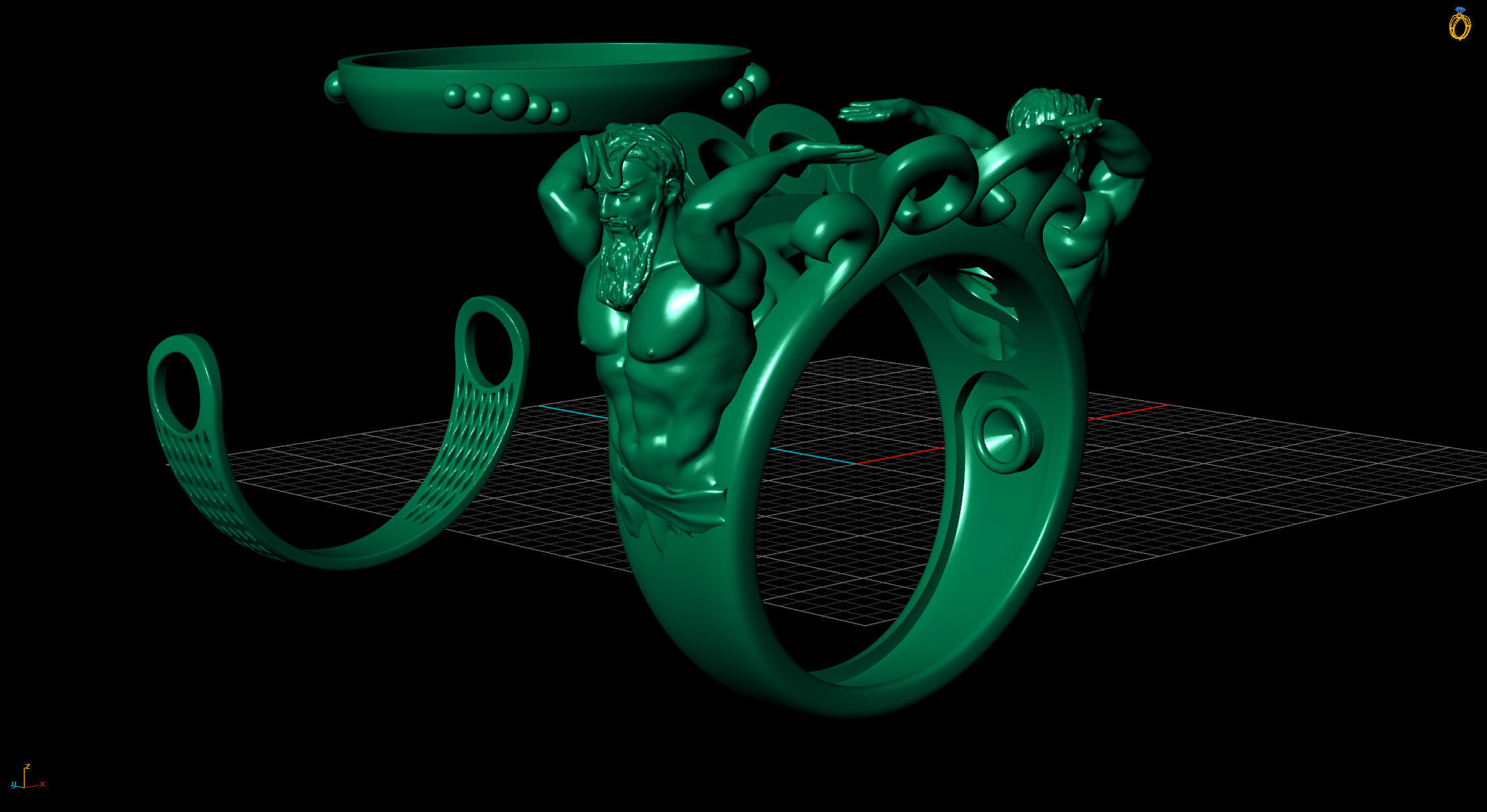 ring poseidon 3D print model_2