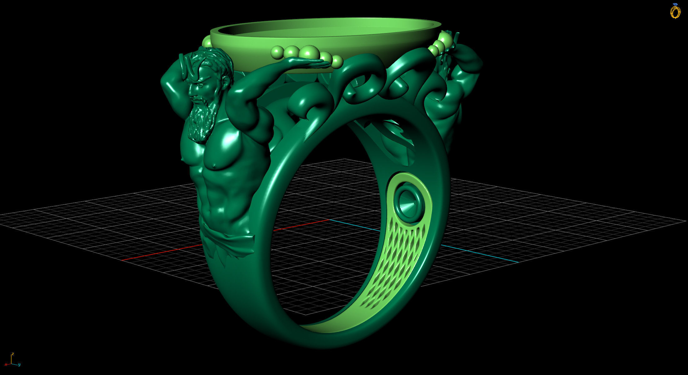 ring poseidon 3D print model_4