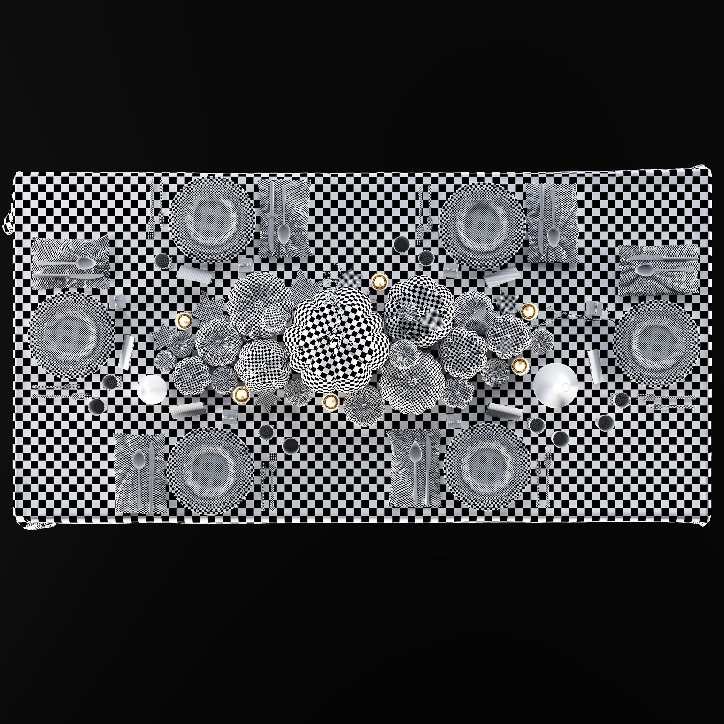 Golden autumn table set 3D model_14