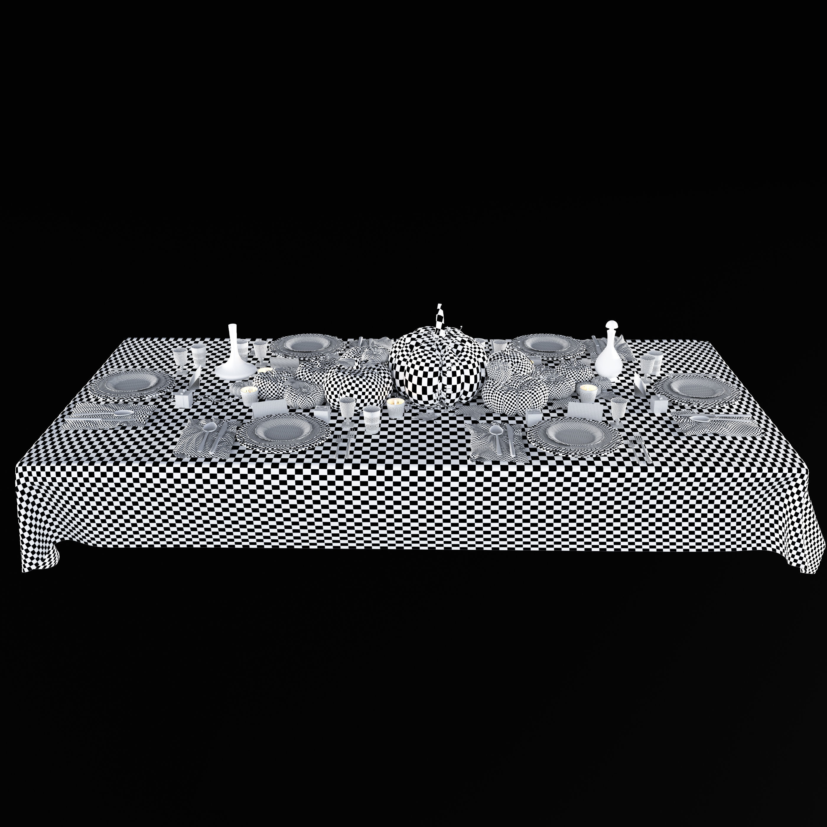 Golden autumn table set 3D model_15