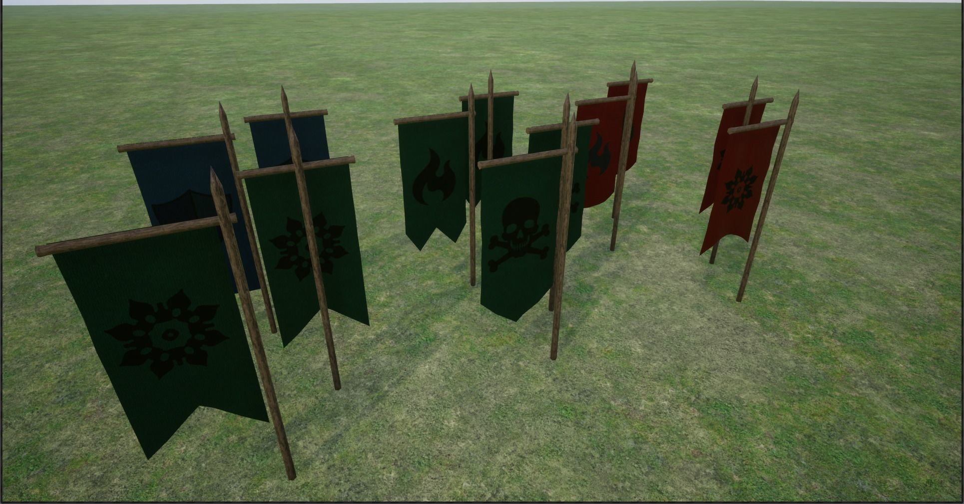 Middle Age War Banners Low-poly 3D model_4