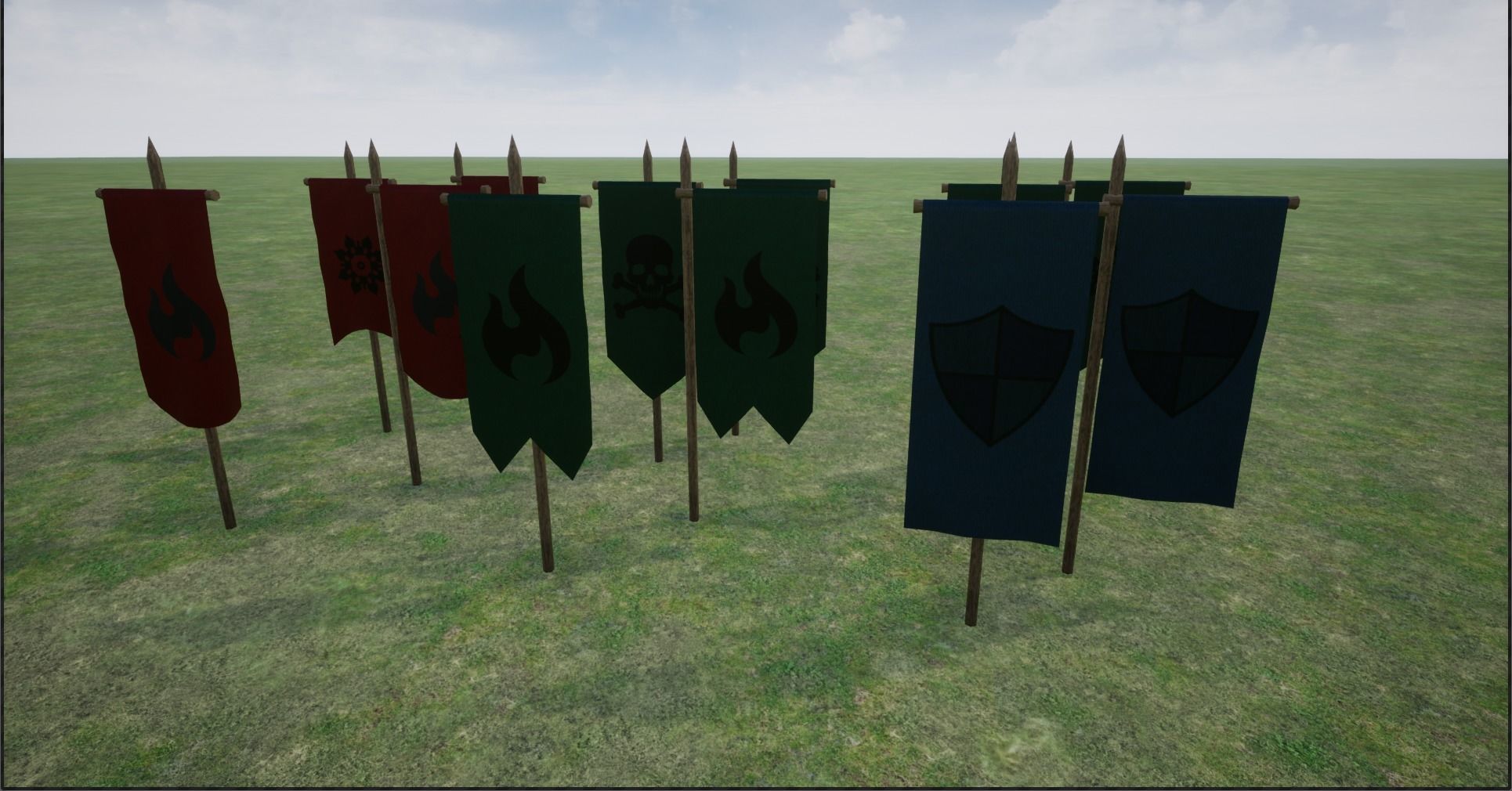 Middle Age War Banners Low-poly 3D model_2