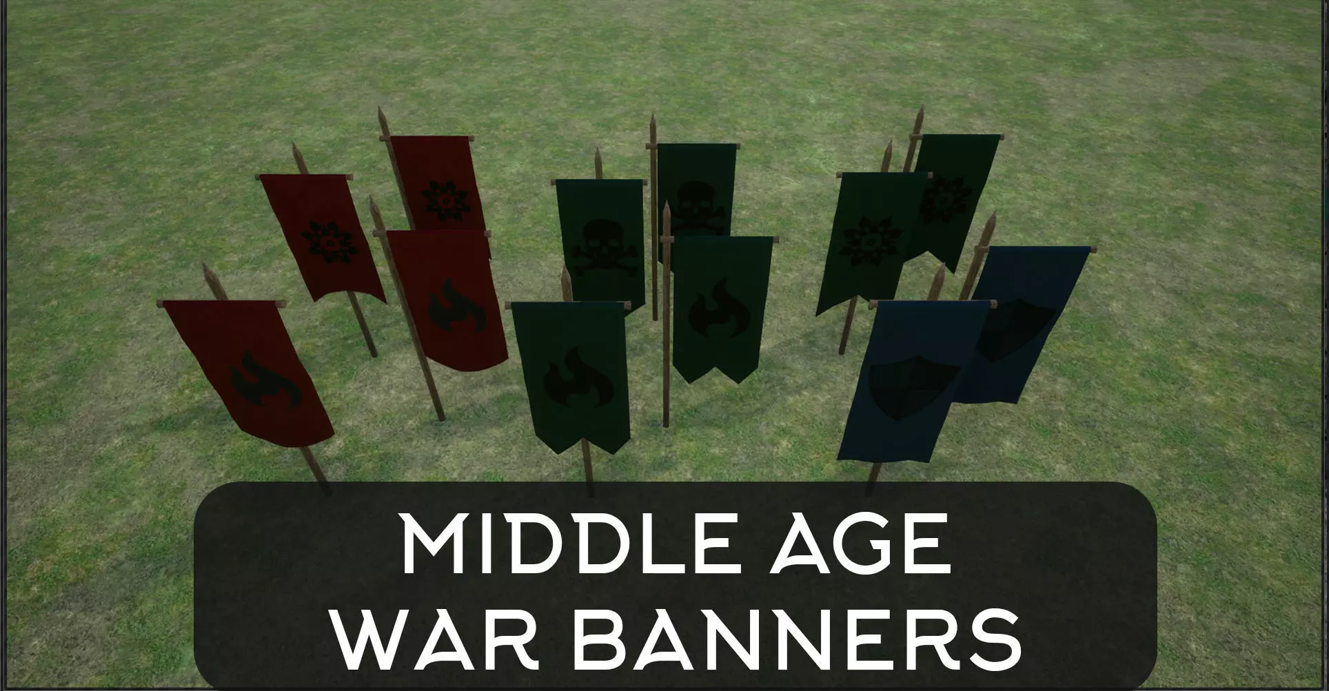 Middle Age War Banners Low-poly 3D model_0