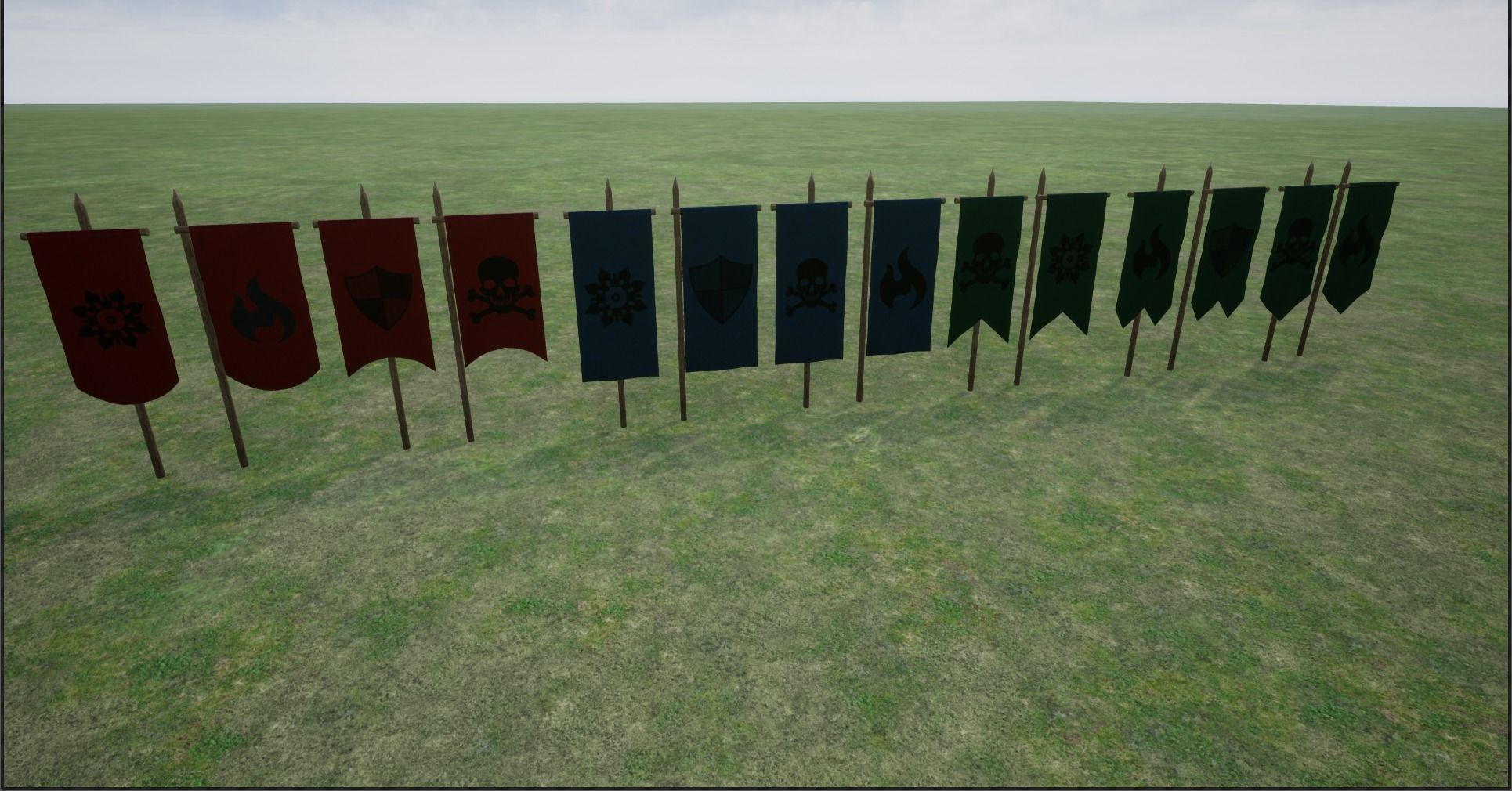 Middle Age War Banners Low-poly 3D model_6