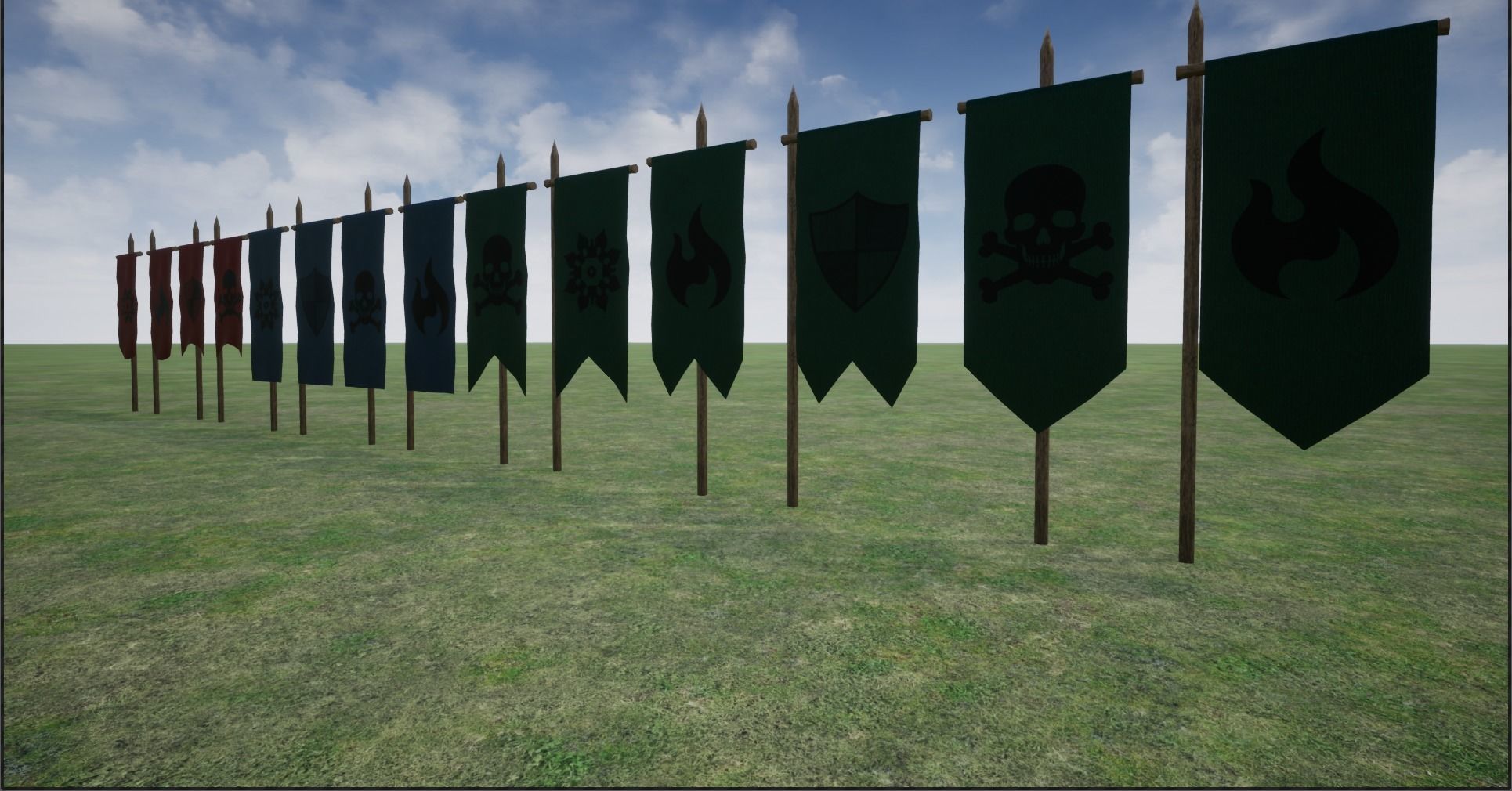 Middle Age War Banners Low-poly 3D model_9