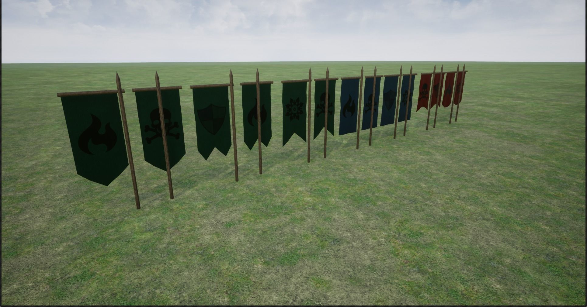 Middle Age War Banners Low-poly 3D model_8