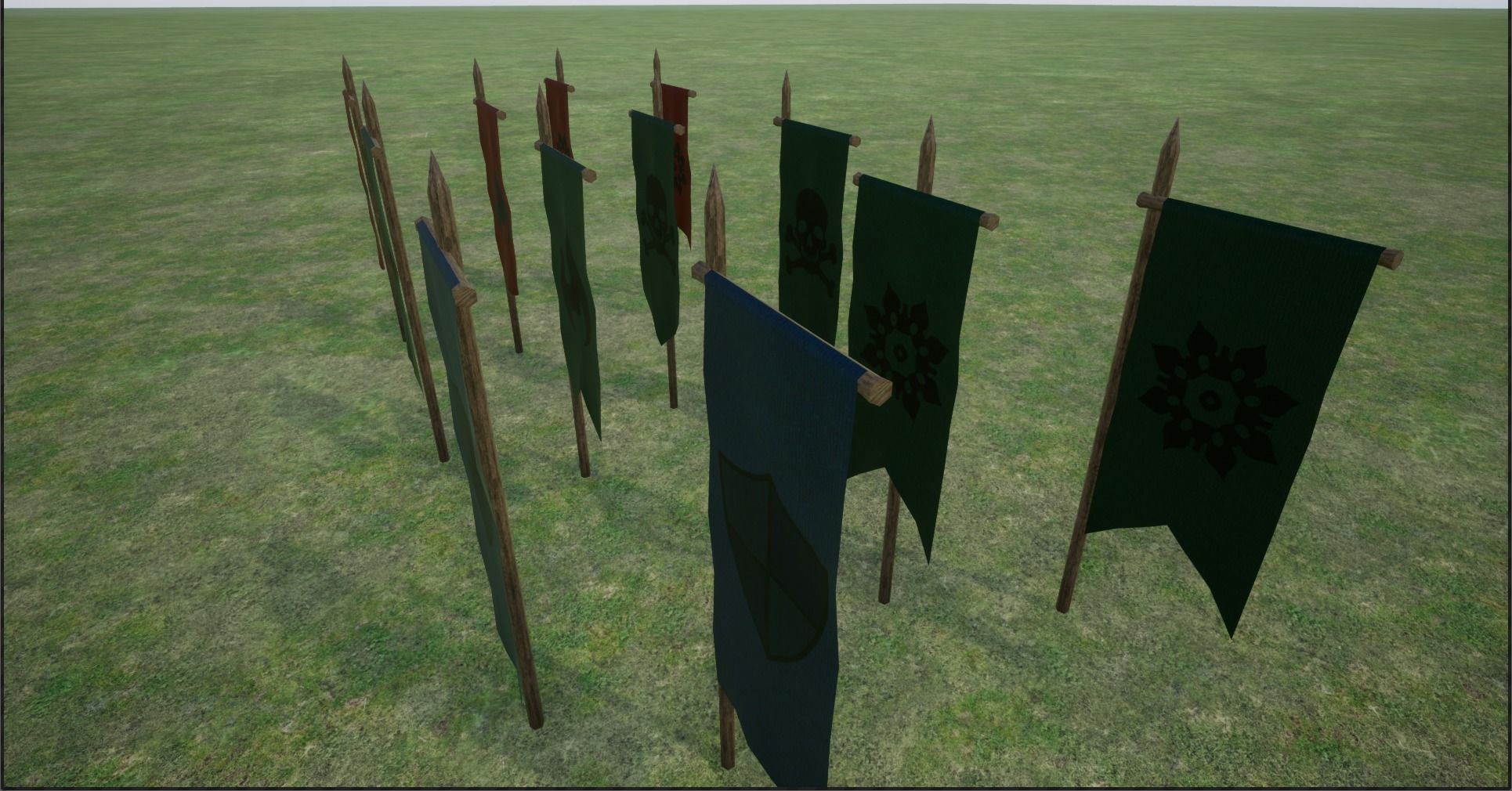 Middle Age War Banners Low-poly 3D model_3
