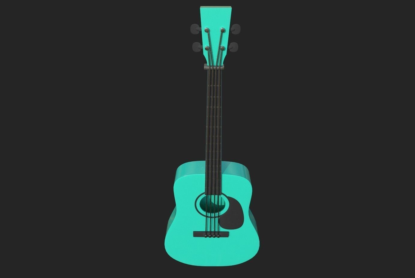 Guitar green Low-poly 3D model_9