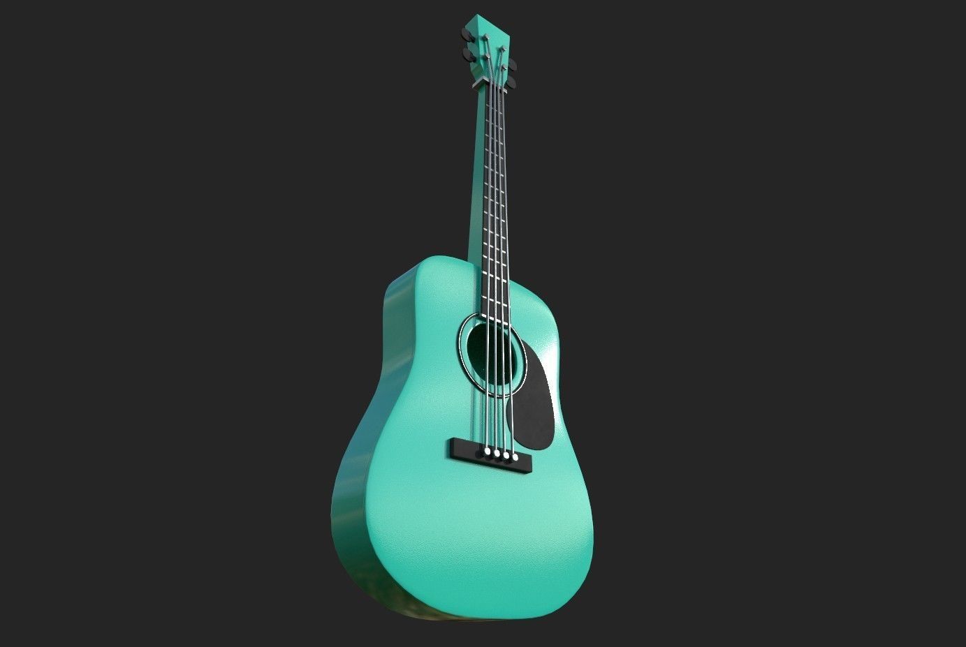 Guitar green Low-poly 3D model_4